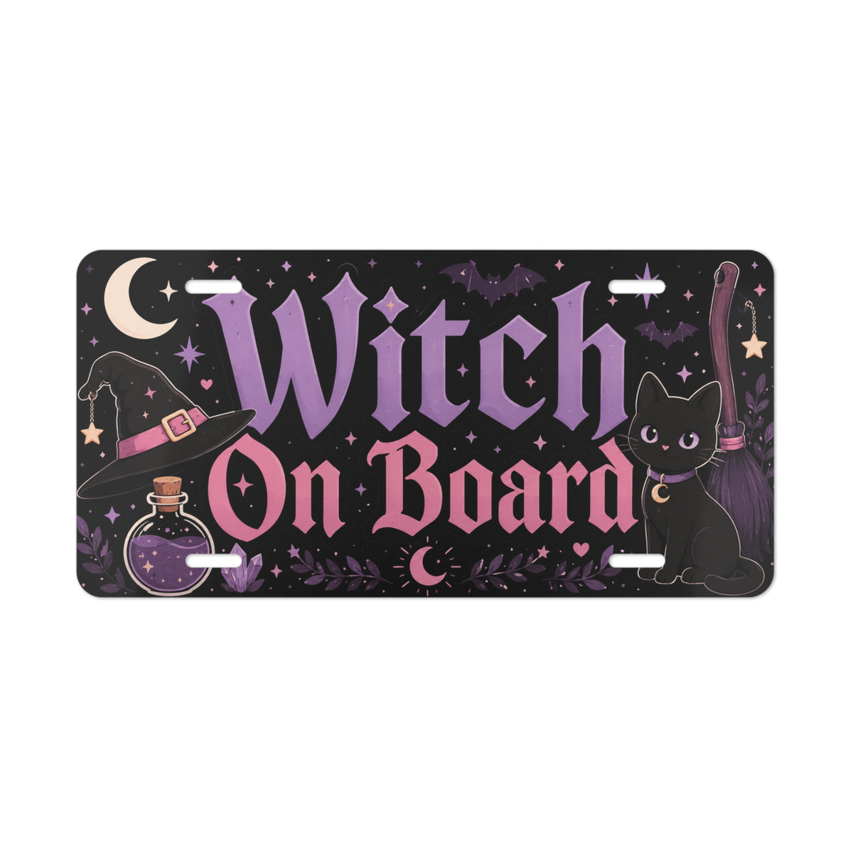 Witch On Board Vanity Plate | Halloween Car License Decor