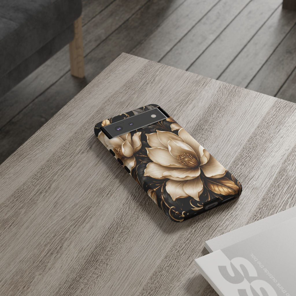 Floral Tough Case — Elegant Gold Magnolia Phone Case