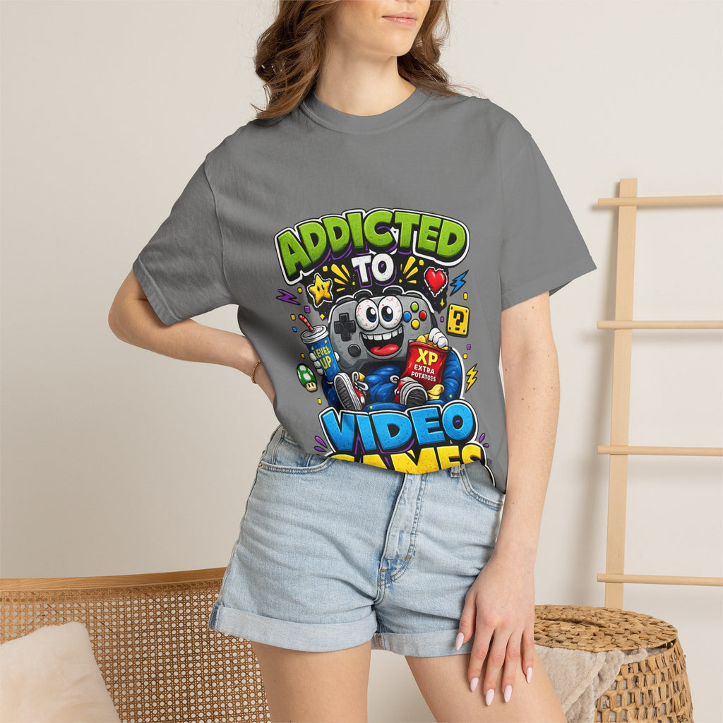 Addicted to Video Games T-Shirt | Gamer Controller Graphic Tee