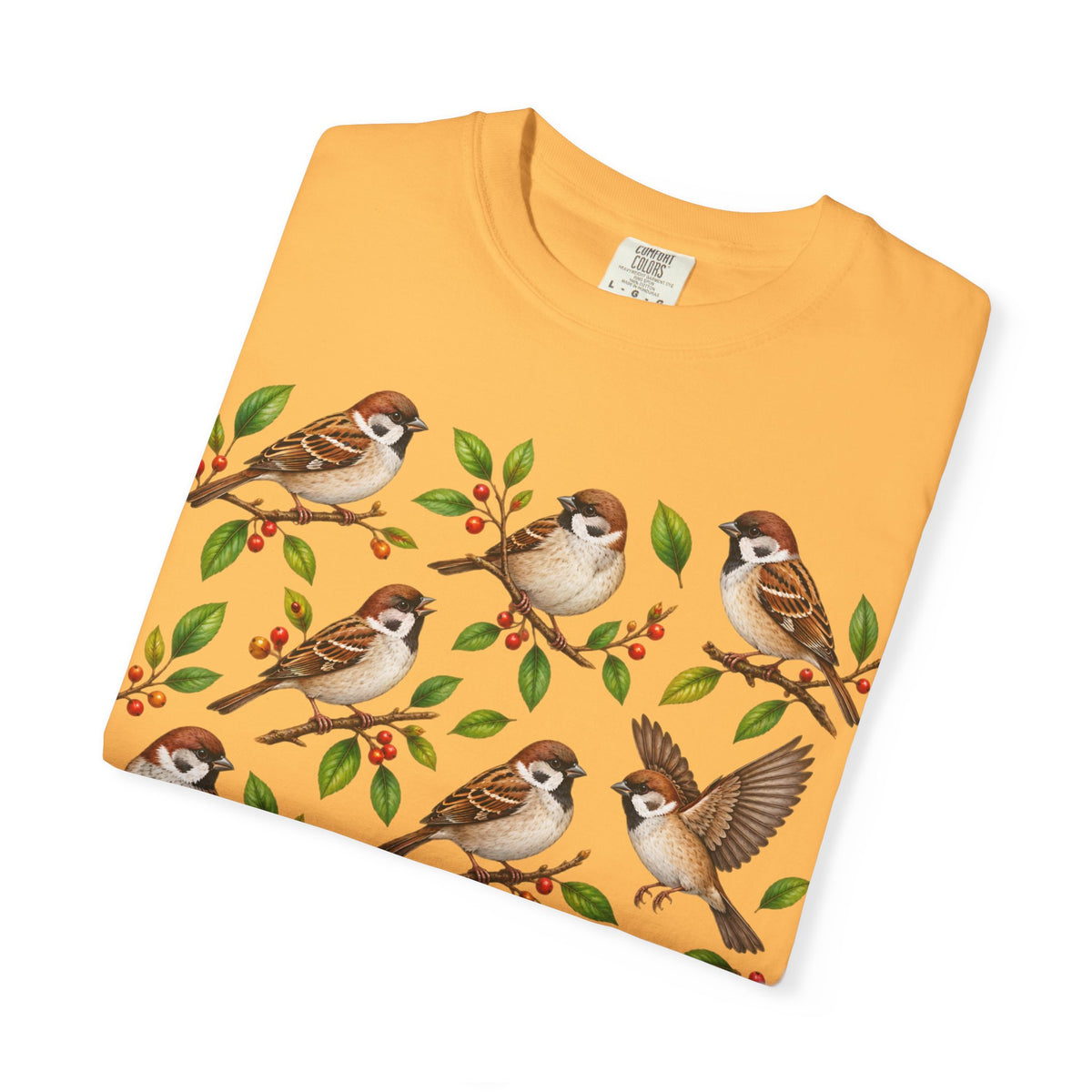 Sparrow Branches T-Shirt — Vintage Bird Illustration Tee for Bird Lovers & Nature Fans