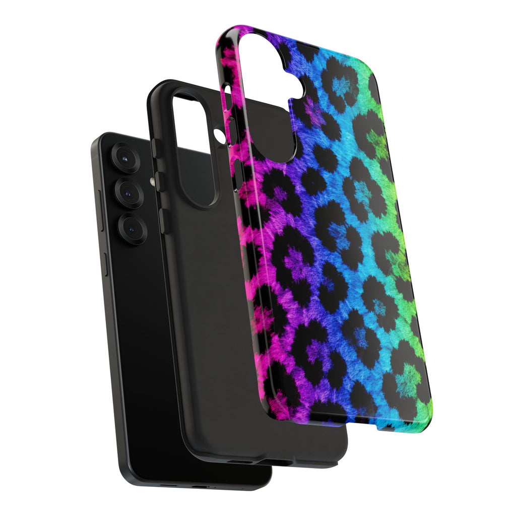 Neon Rainbow Leopard Tough Case – Colorful Animal Print Phone Cover