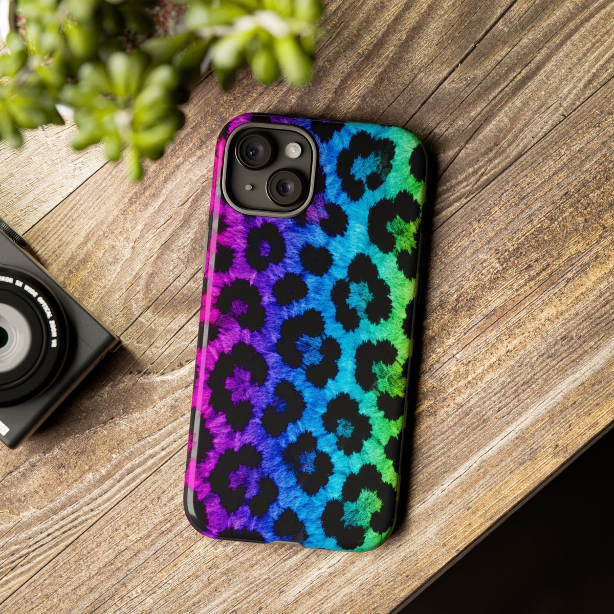 Neon Rainbow Leopard Tough Case – Colorful Animal Print Phone Cover