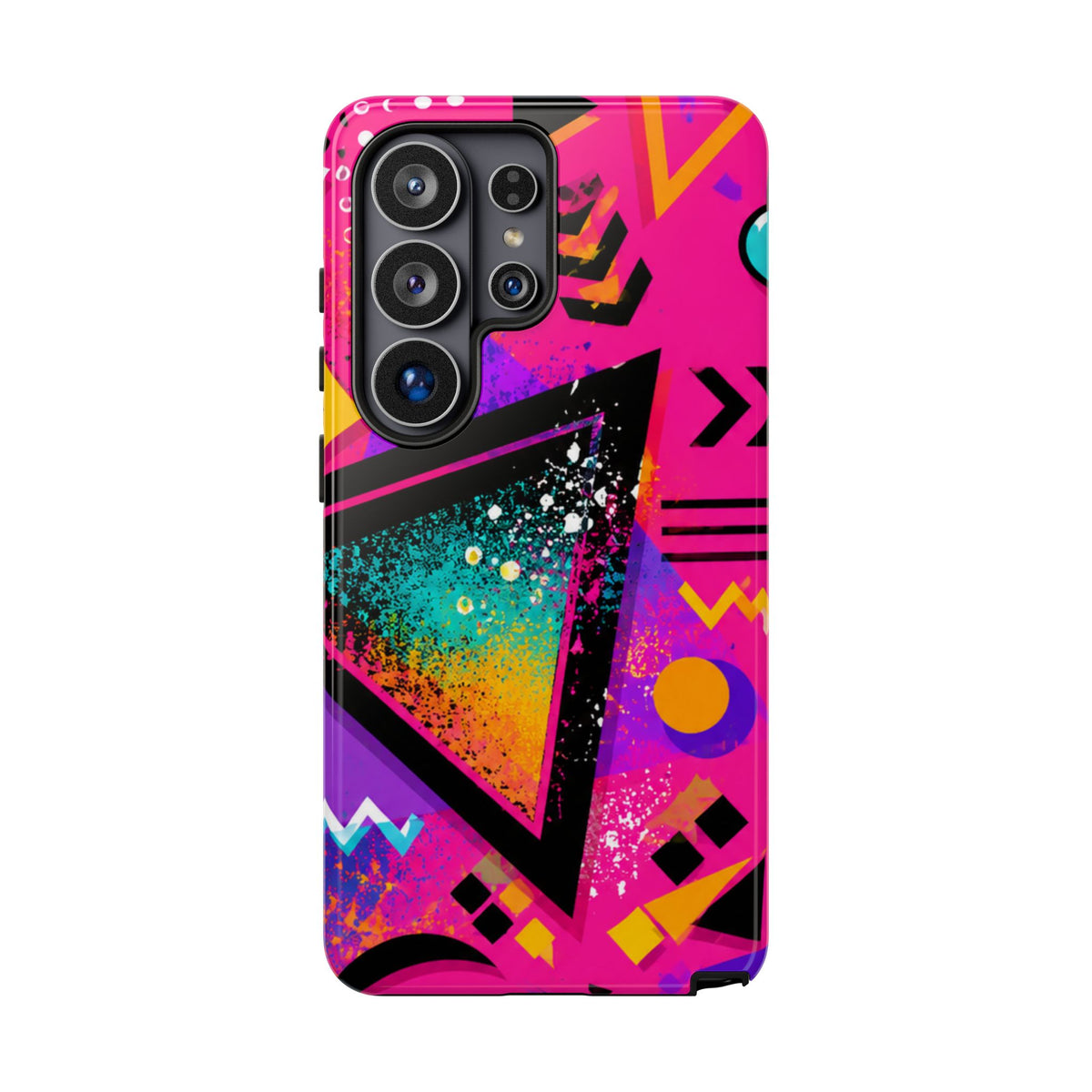Retro 80s Geometric Phone Case — Neon Triangle Tough Case