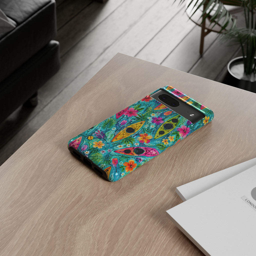 Tropical Kayak Phone Case – Colorful Floral Waterproof Pattern