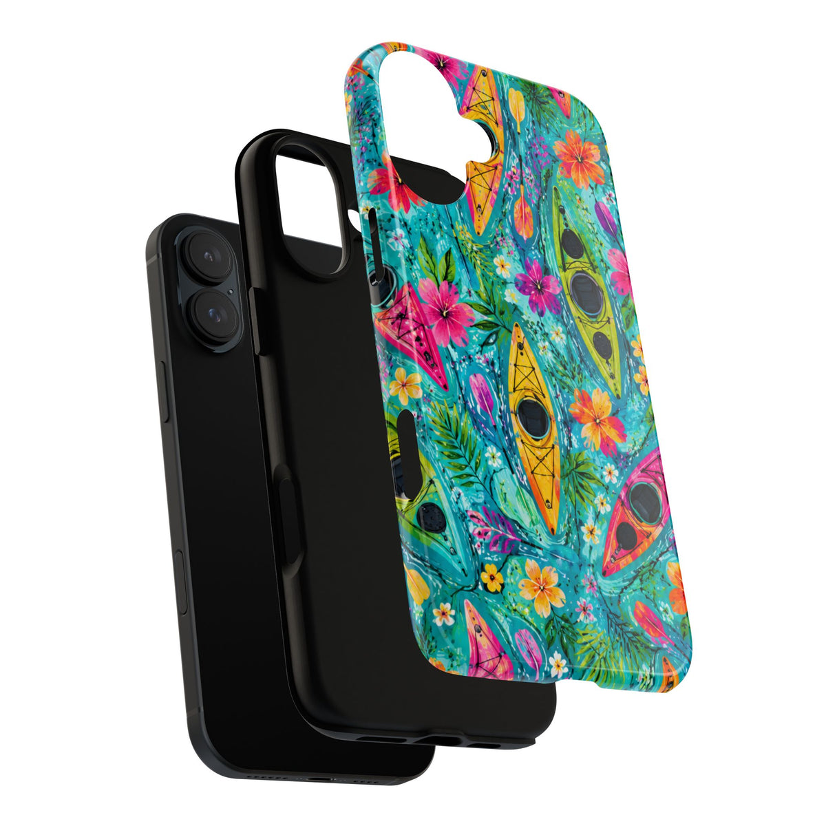 Tropical Kayak Phone Case – Colorful Floral Waterproof Pattern