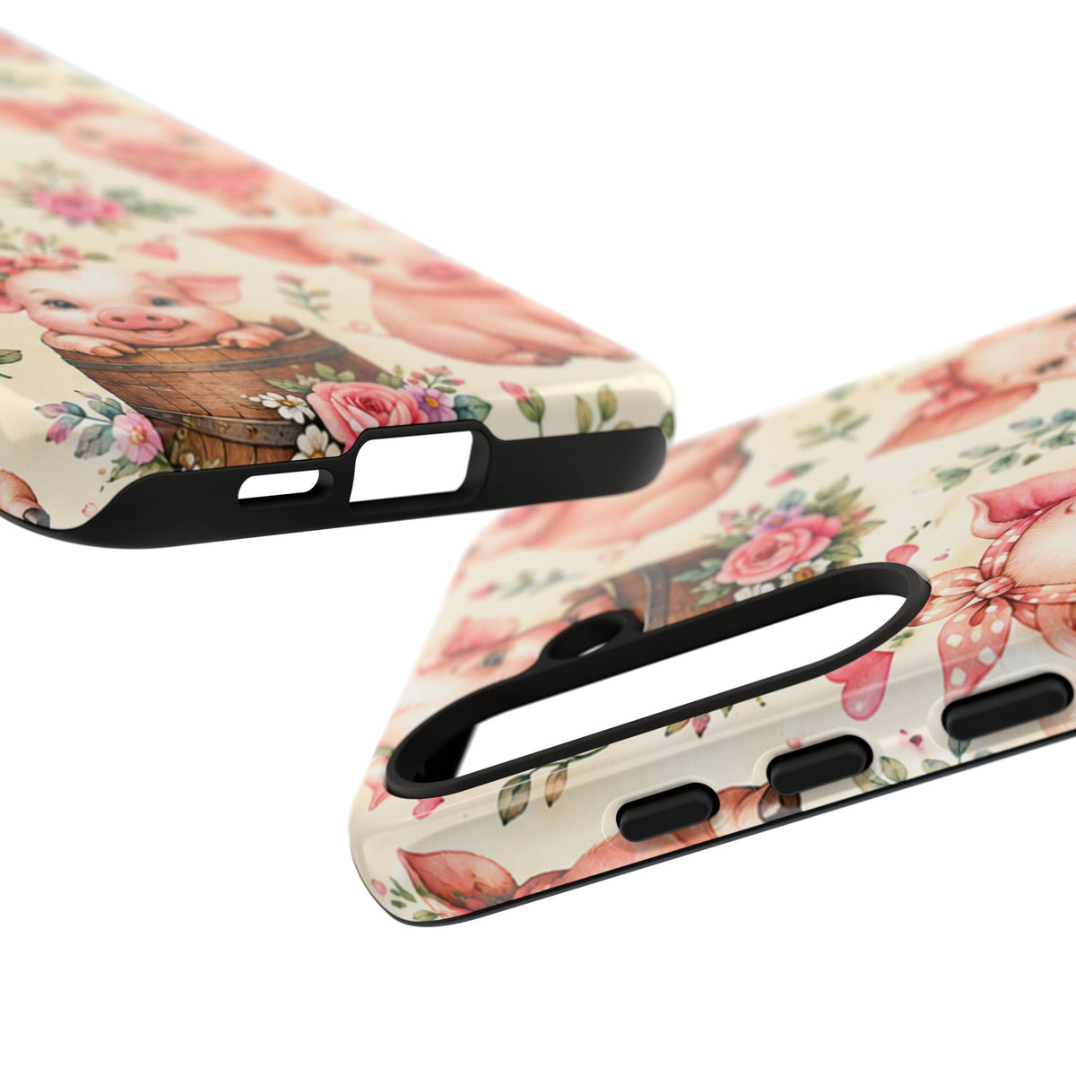 Cute Pink Piglet Phone Case — Vintage Floral Farm Animal iPhone Cover