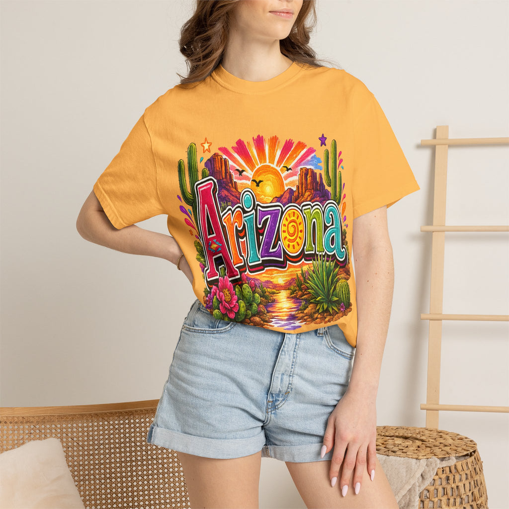 Arizona Desert Sunset T-shirt | Cactus, Saguaro, Floral Scenic Tee