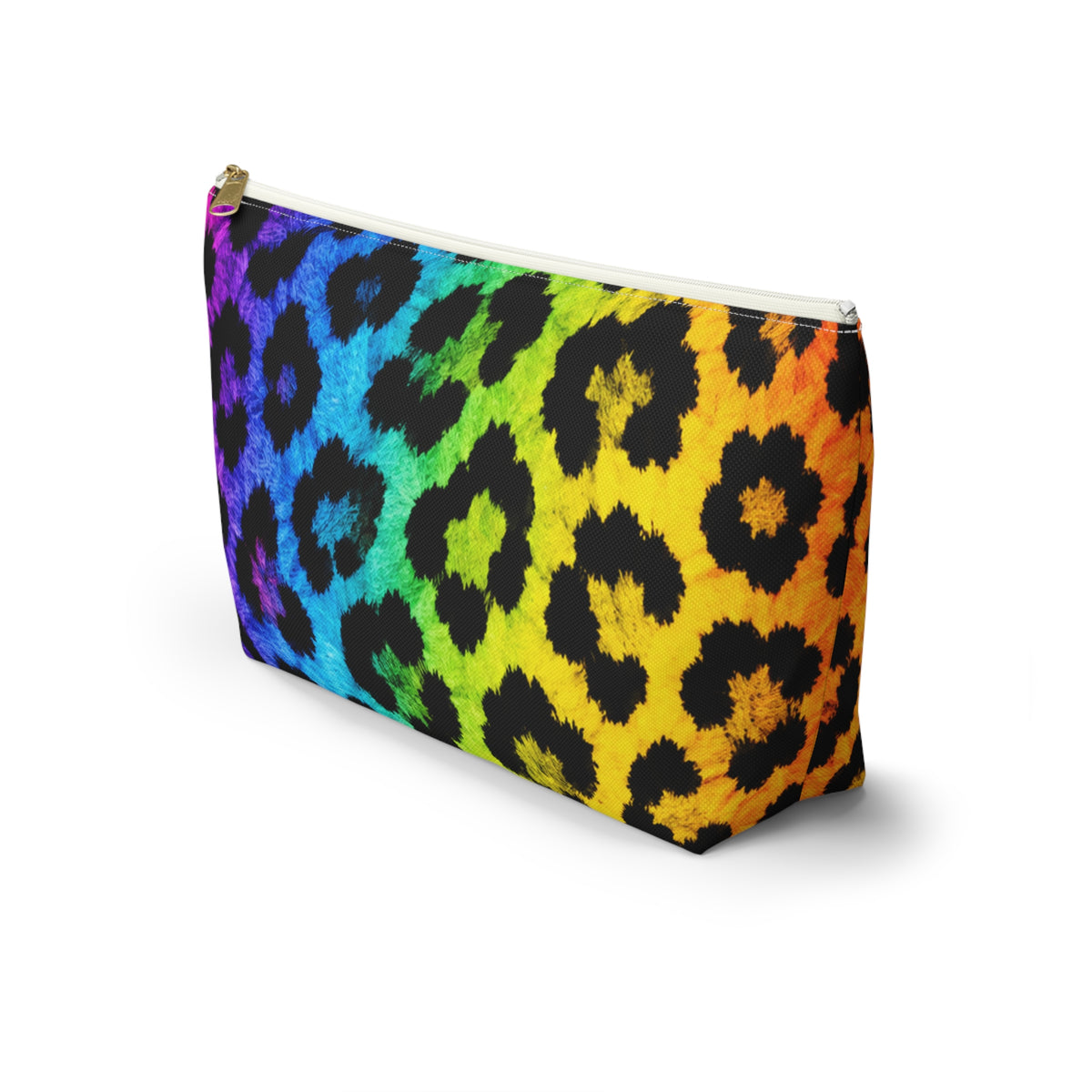Rainbow Leopard Accessory Pouch — T‑Bottom Makeup Bag