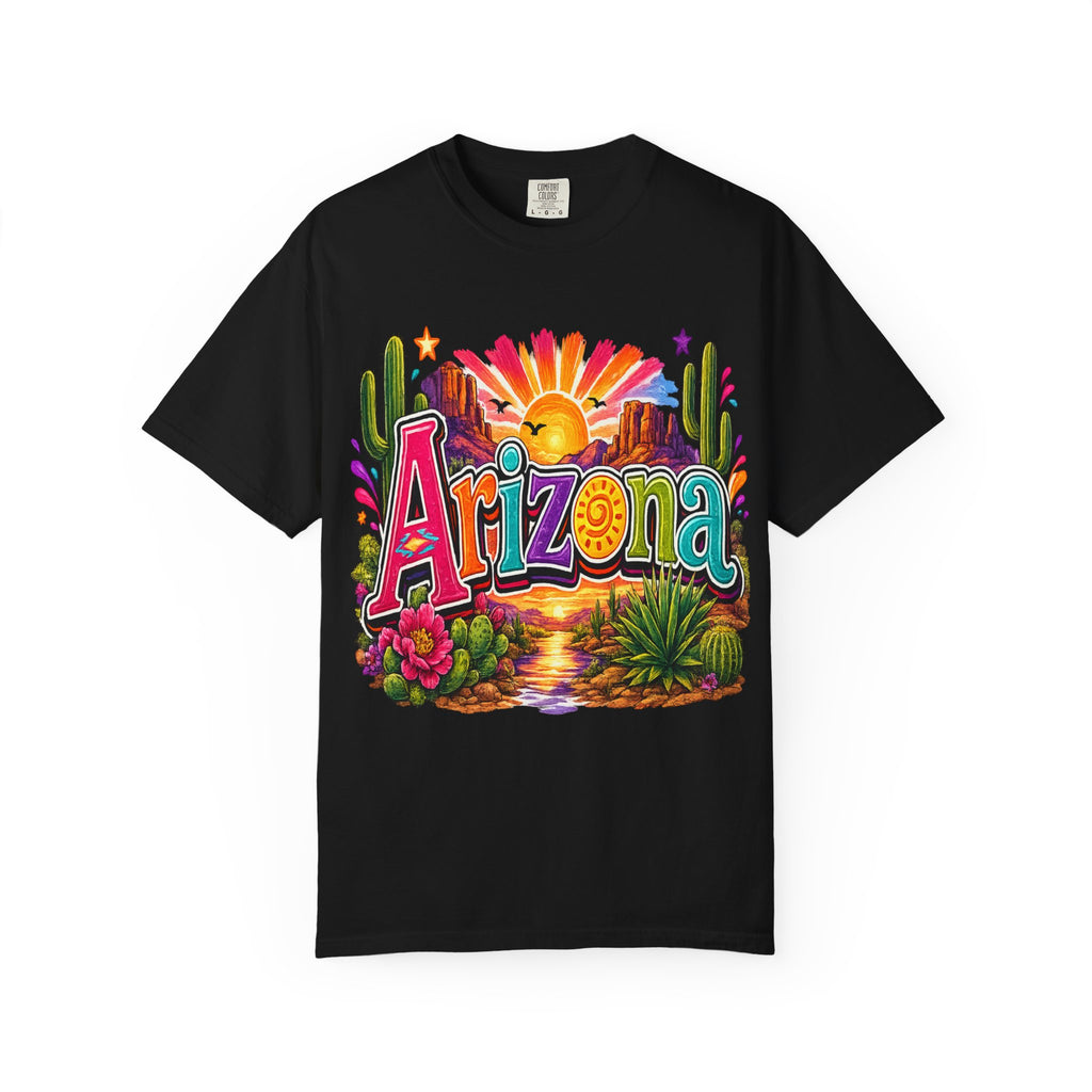 Arizona Desert Sunset T-shirt | Cactus, Saguaro, Floral Scenic Tee