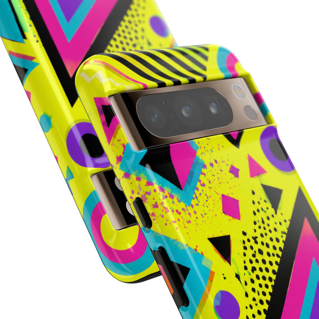 Retro 80s Geometric Phone Case — Neon Memphis Triangle Design
