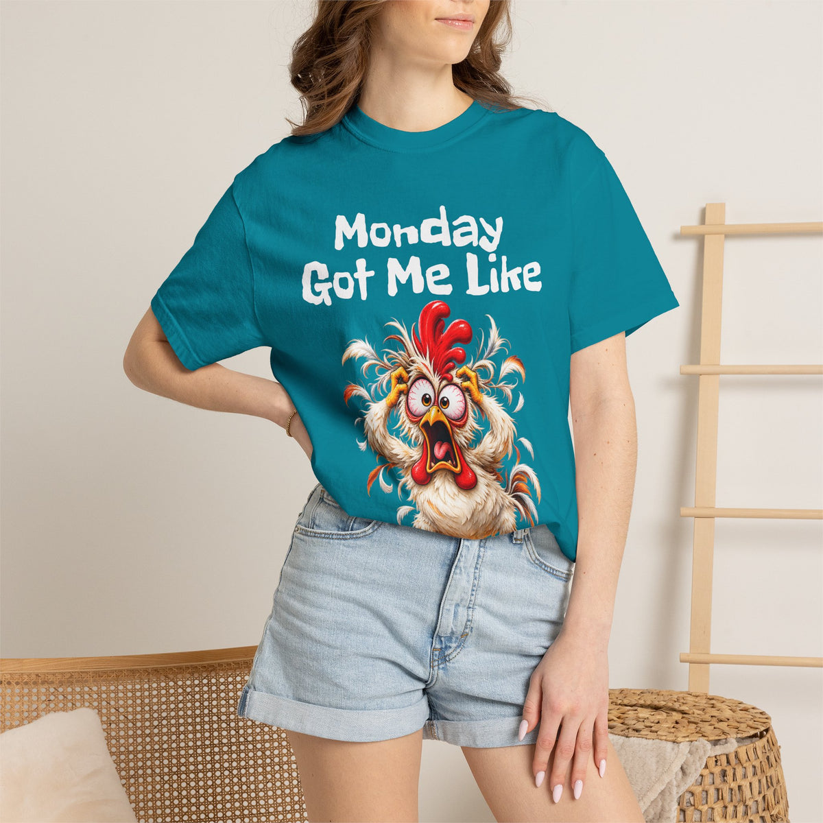 Copy of Monday Got Me Like T-Shirt — Funny Cartoon Chicken Graphic Tee