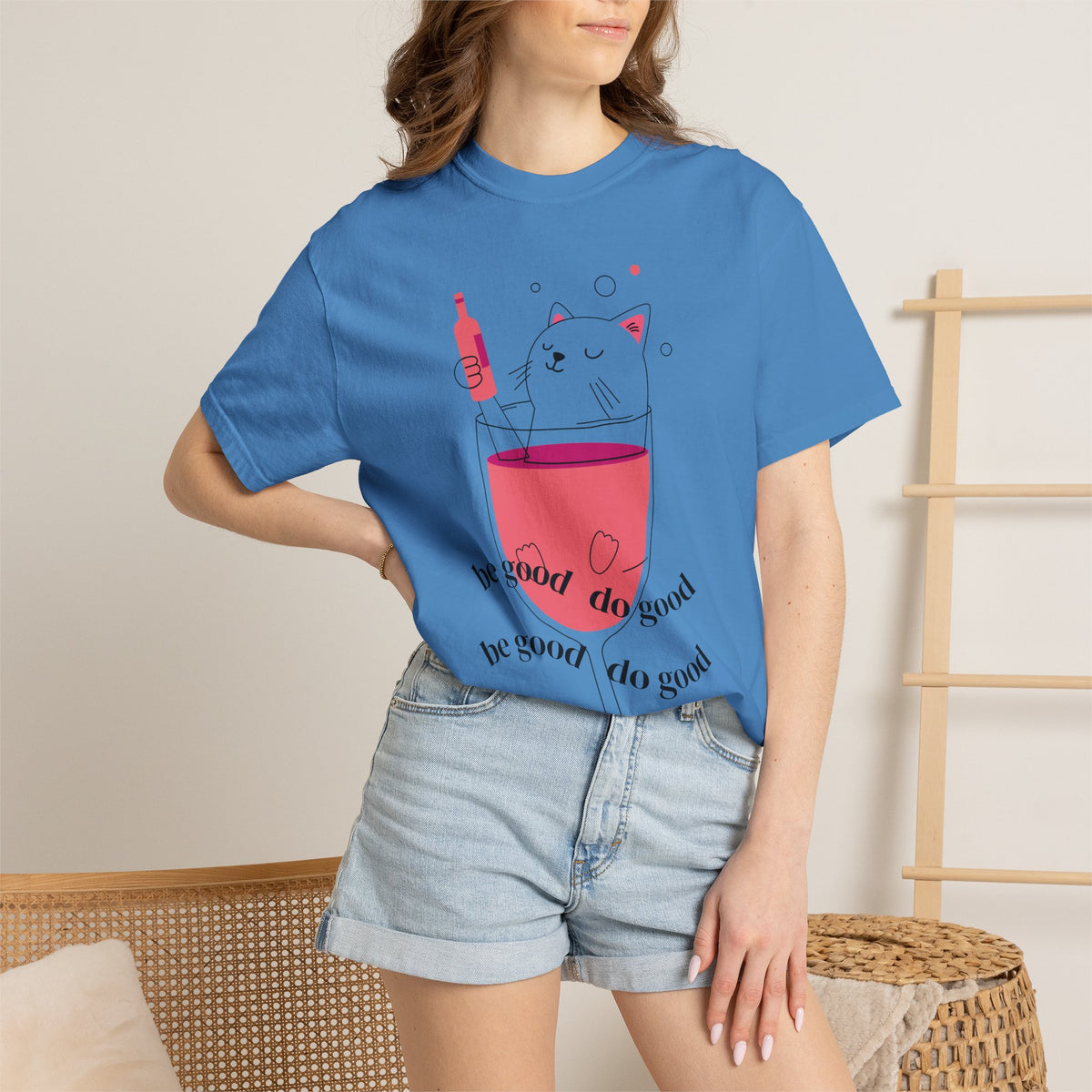 Cat in Wine Glass T-shirt | be good do good design