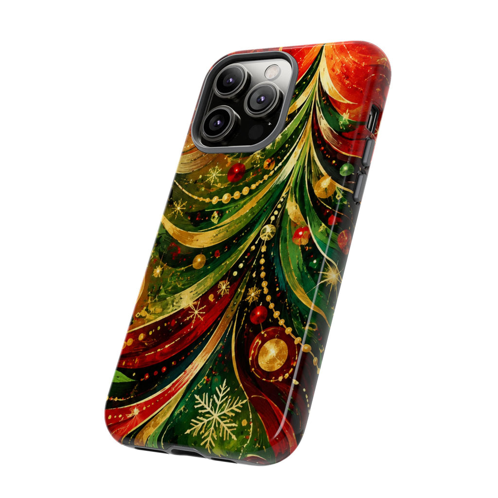 Christmas Tree Tough Phone Case — Festive Red & Green Holiday Phone Cover