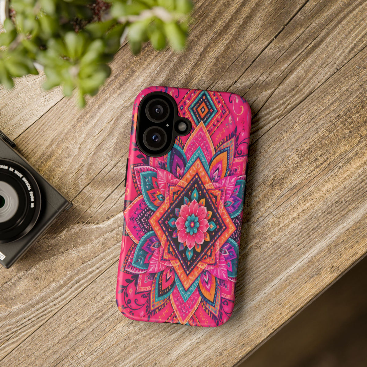 Floral Mandala Tough Phone Case — Pink Boho Protective Cover