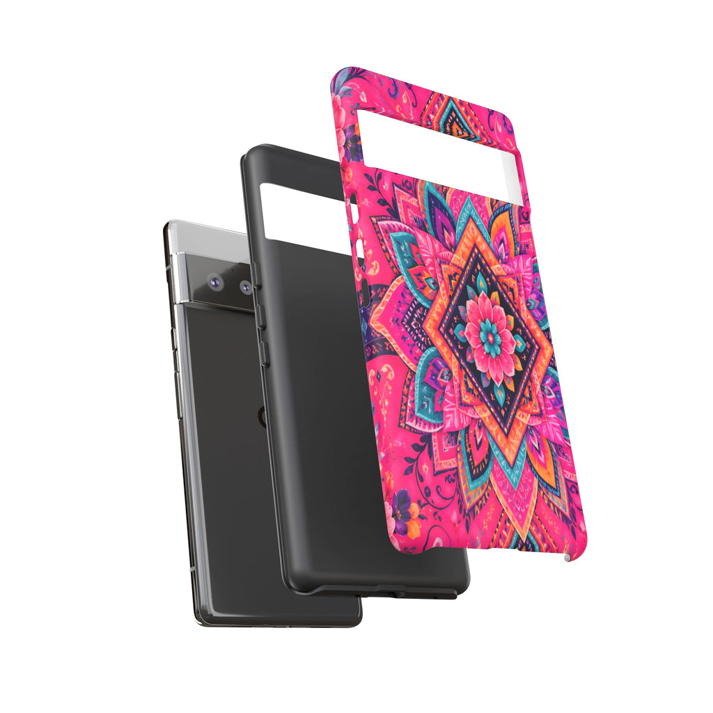 Floral Mandala Tough Phone Case — Pink Boho Protective Cover