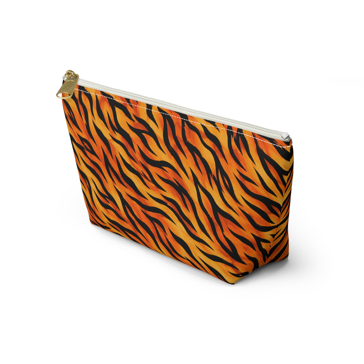 Tiger Stripe Accessory Pouch - Orange T-Bottom Makeup Bag