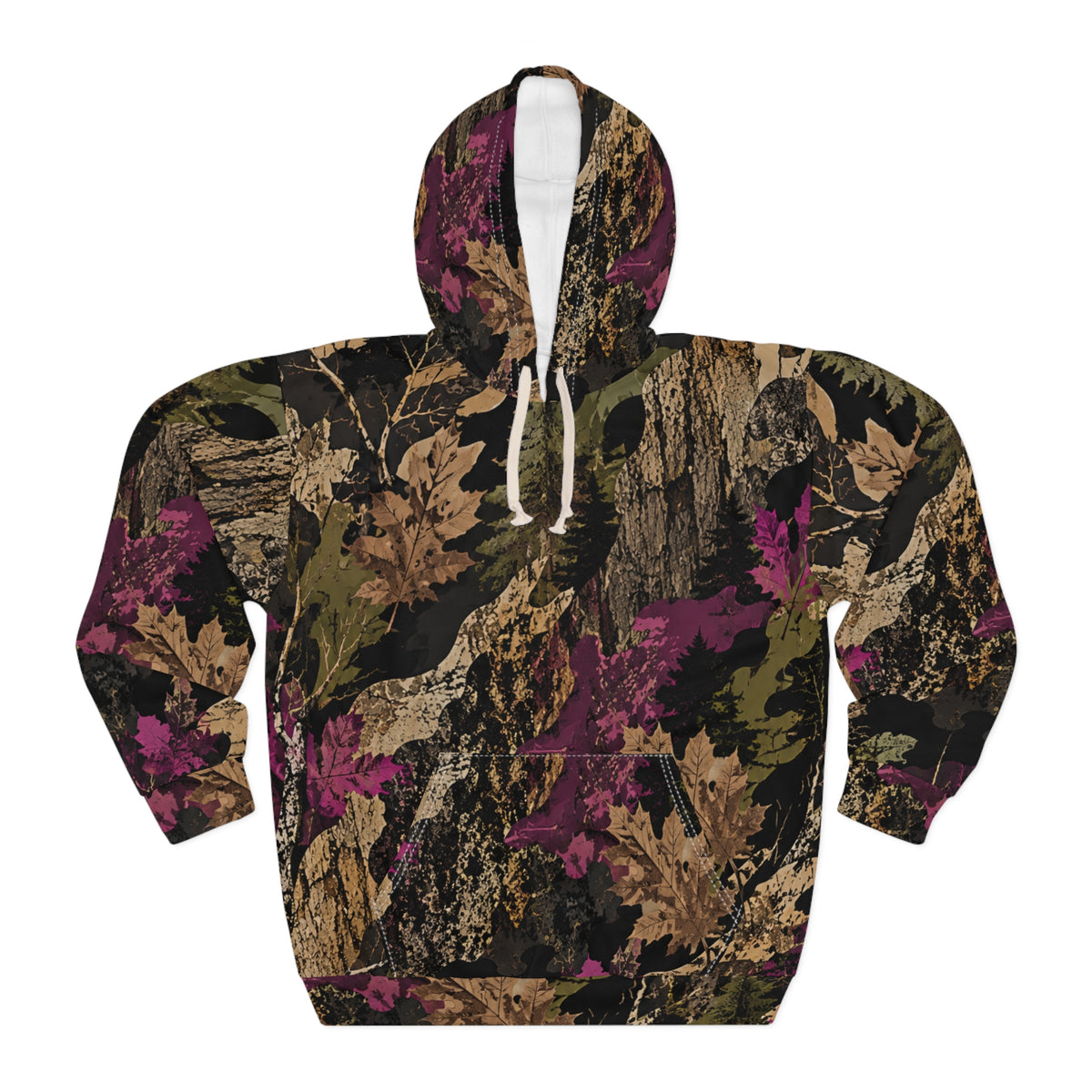 Camo Floral Hoodie — Pink & Olive All-Over Print Pullover