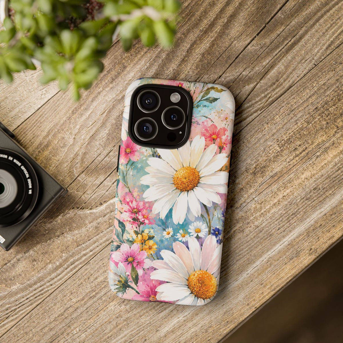 Floral Daisy Phone Case — Watercolor Daisies Protective Tough Case