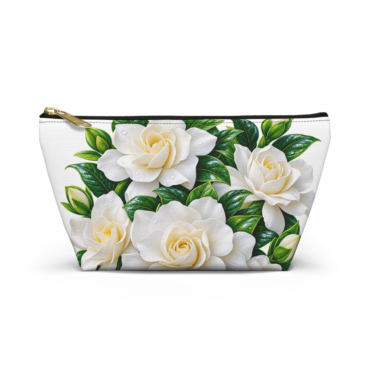 Gardenia Floral Accessory Pouch — T‑Bottom Makeup & Travel Cosmetic Bag