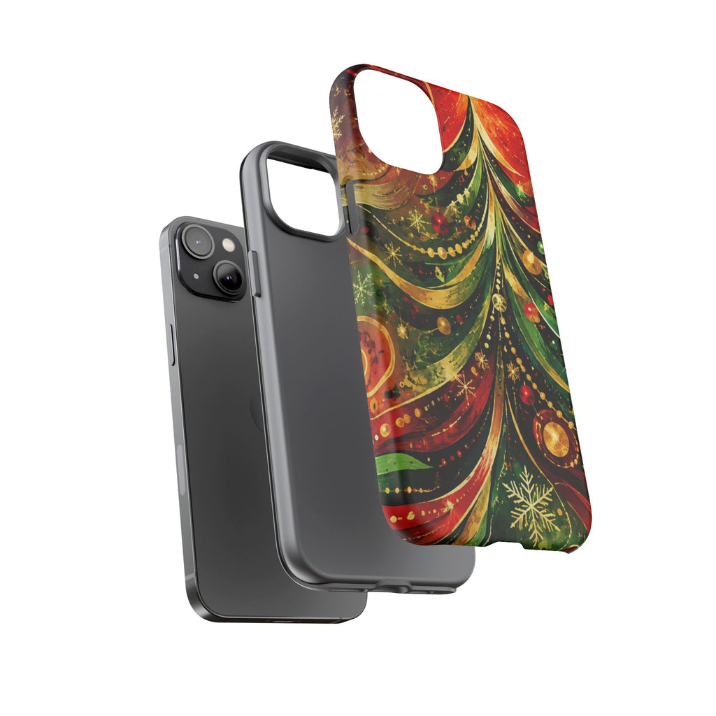Christmas Tree Tough Phone Case — Festive Red & Green Holiday Phone Cover