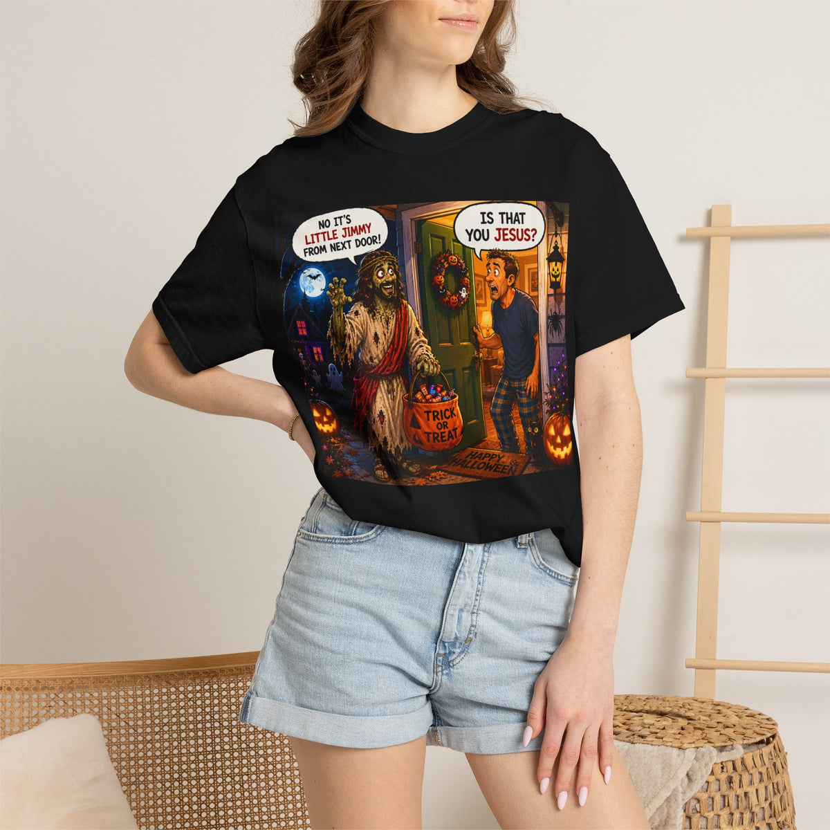 Halloween Horror T-Shirt — 'Is That You Jesus?' Trick-or-Treat Graphic Tee