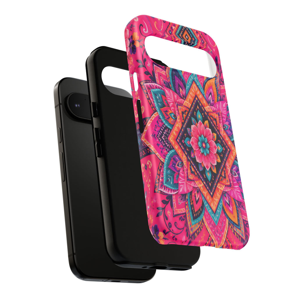 Floral Mandala Tough Phone Case — Pink Boho Protective Cover