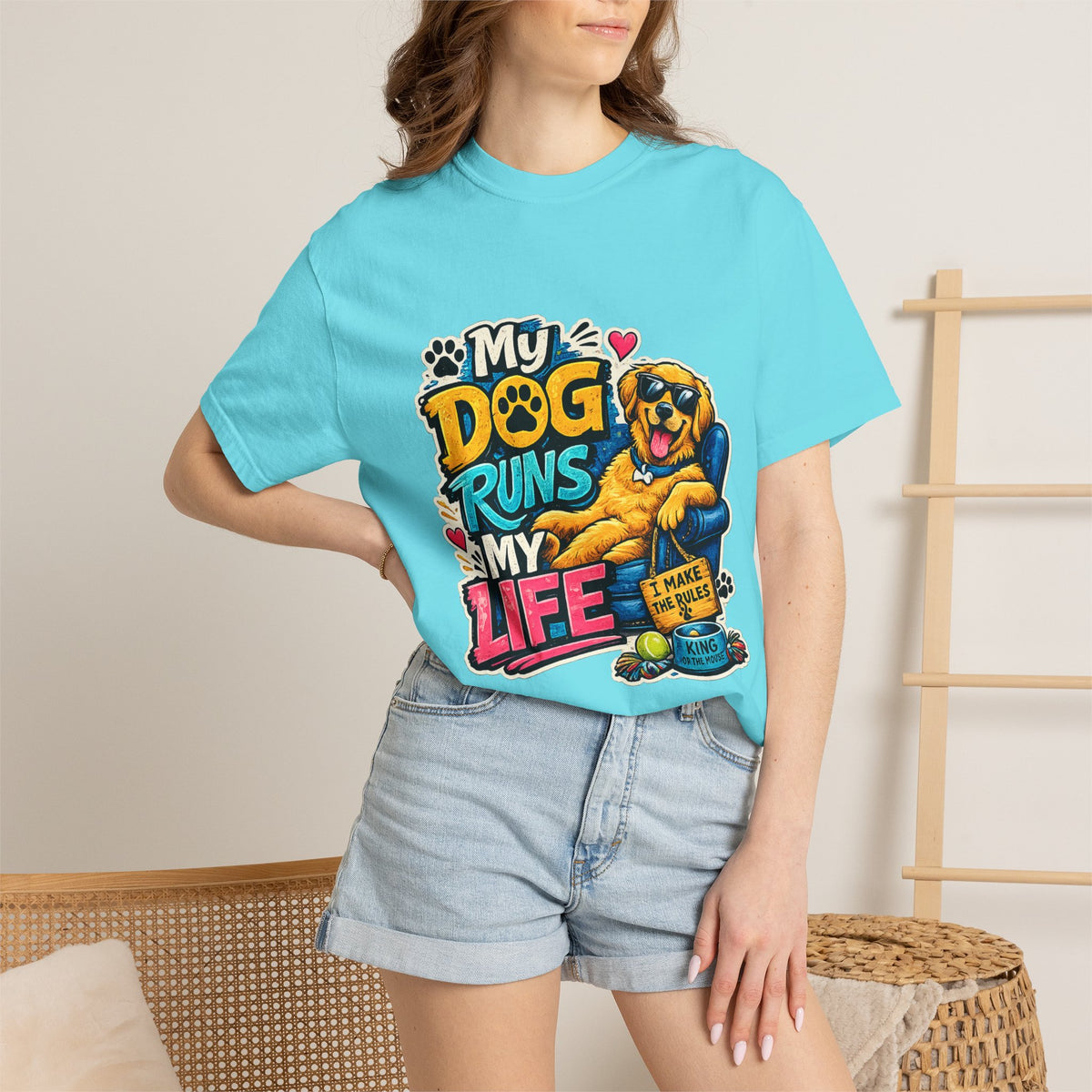 My Dog Runs My Life T-shirt | Funny Dog Lover Tee