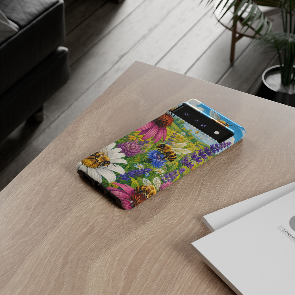 Bee Meadow Phone Case — Floral Honeybee Protective Cover