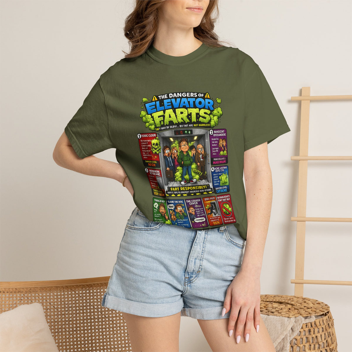 Elevator Farts chart T-shirt | Funny Bathroom Humor Tee