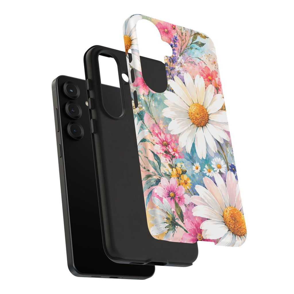 Floral Daisy Phone Case — Watercolor Daisies Protective Tough Case