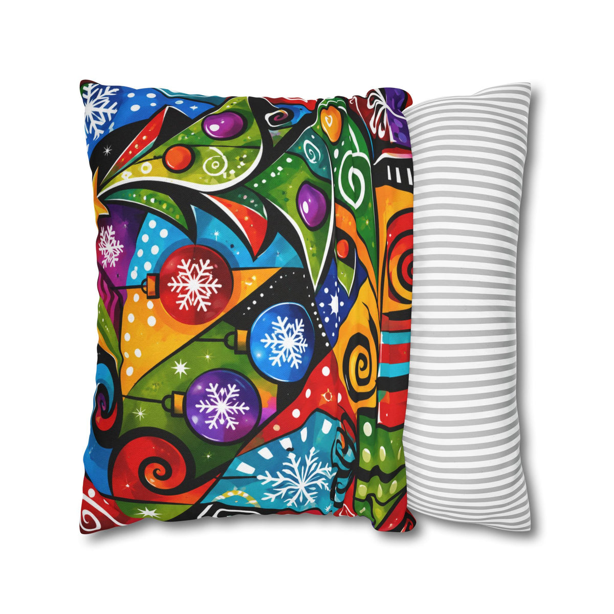 Colorful Abstract Christmas Tree Pillowcase — Festive Holiday Throw Pillow Cover