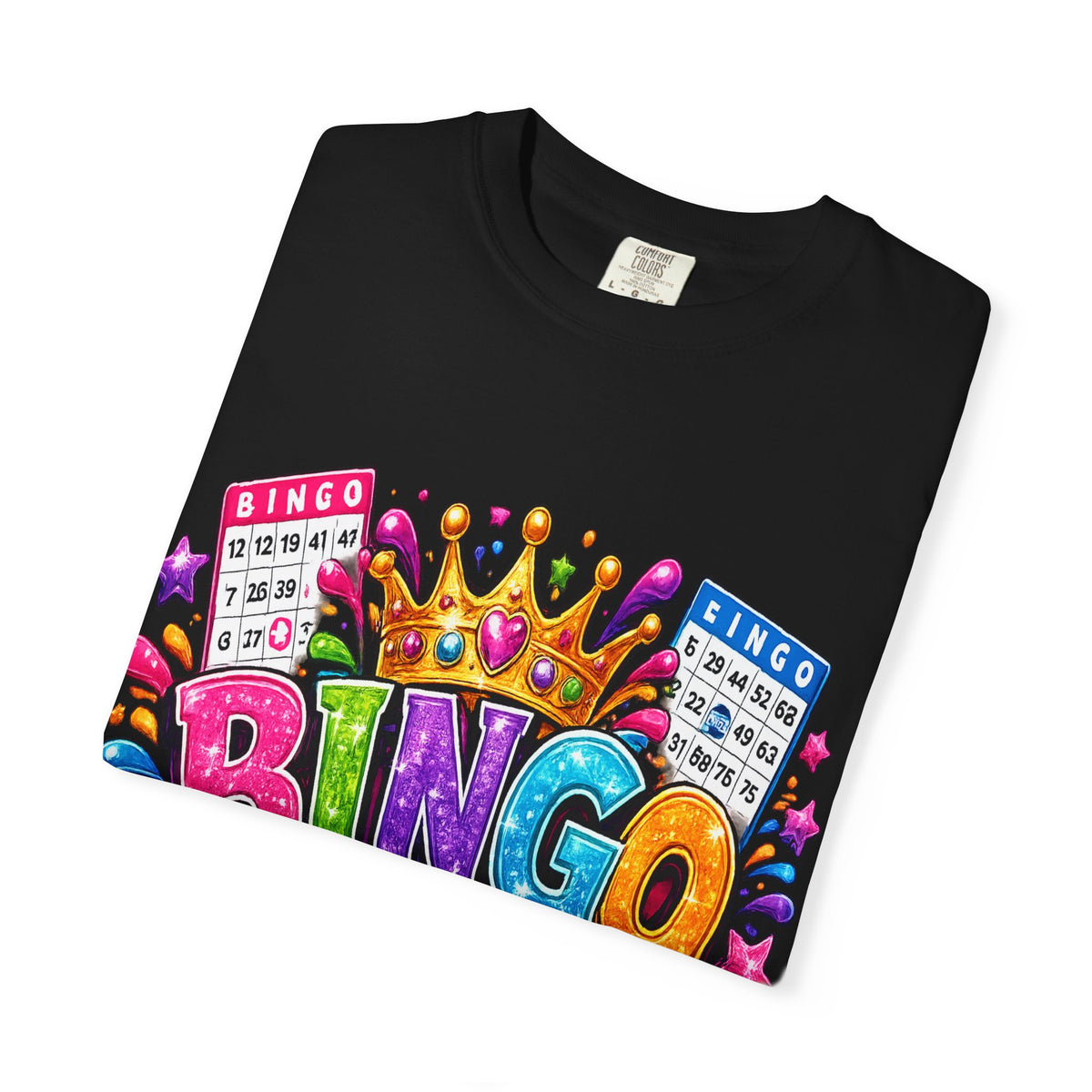 Bingo Queen T-shirt | Colorful Crown Bingo Balls Design