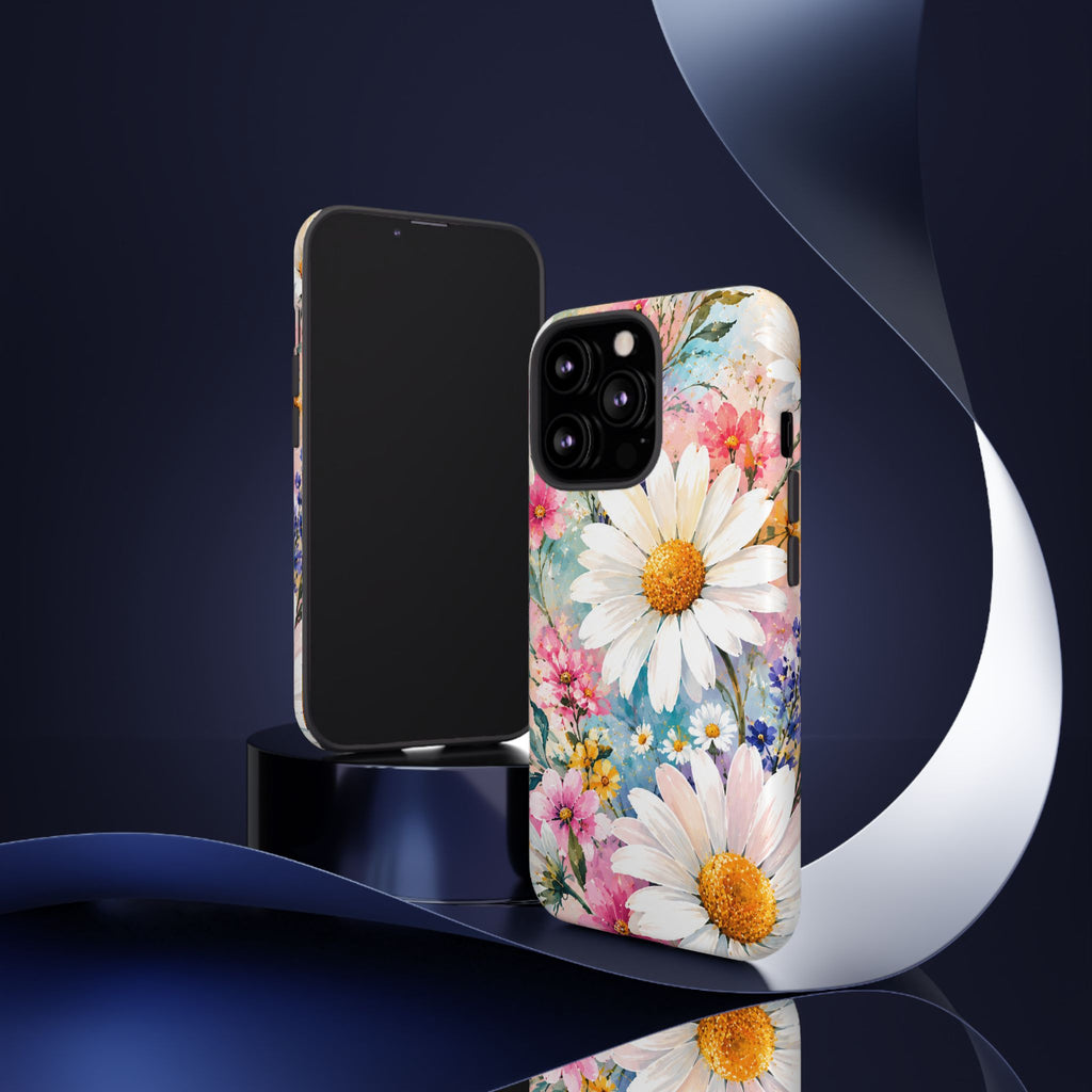 Floral Daisy Phone Case — Watercolor Daisies Protective Tough Case