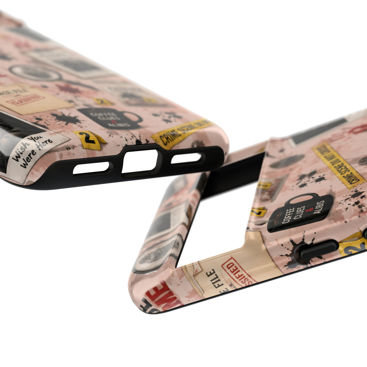 True Crime Pattern Phone Case – Detective Evidence, Crime Scene Tape & 'True Crime' Design