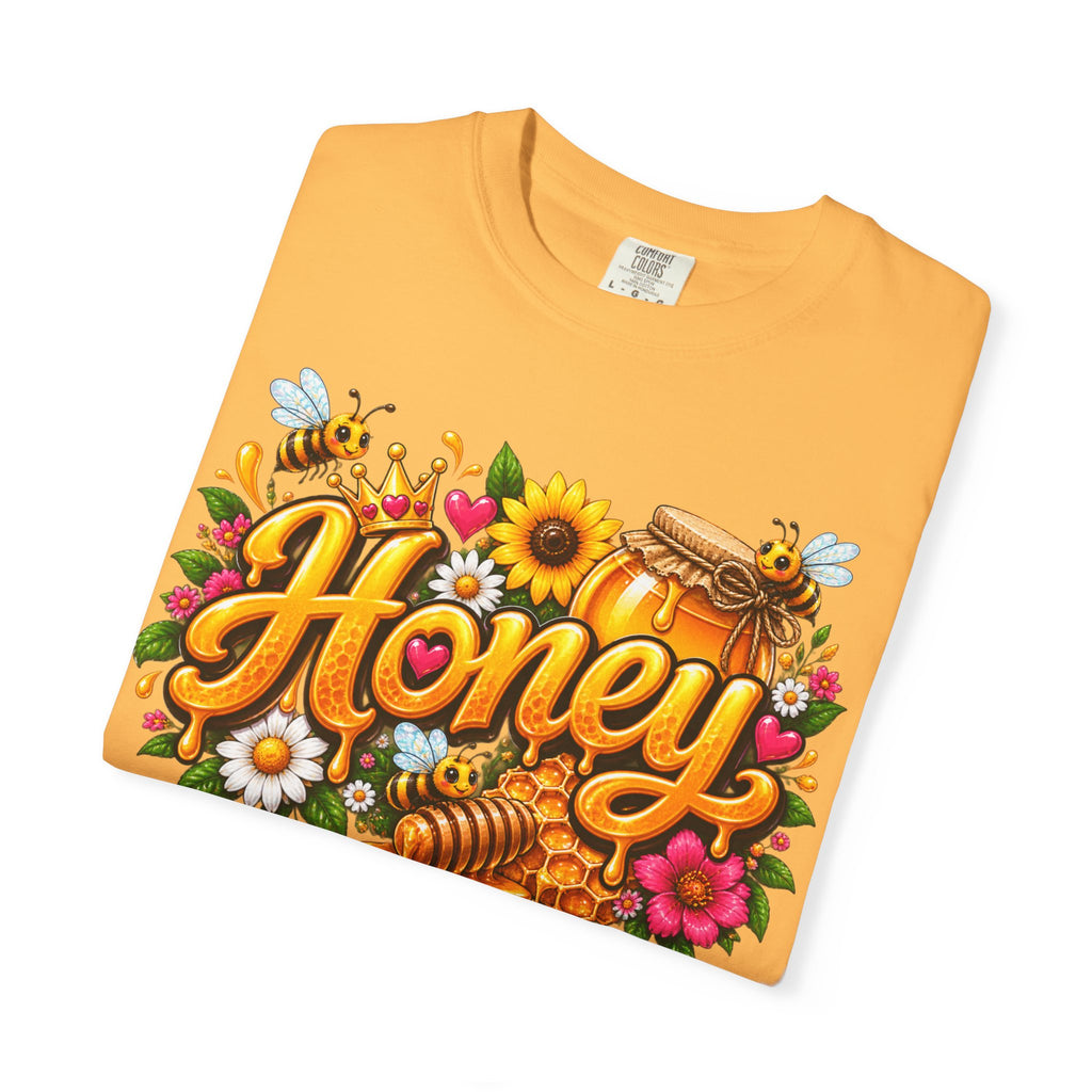 Honey Graphic T-Shirt — “Honey Never Spoils” Vintage Floral Bee Tee