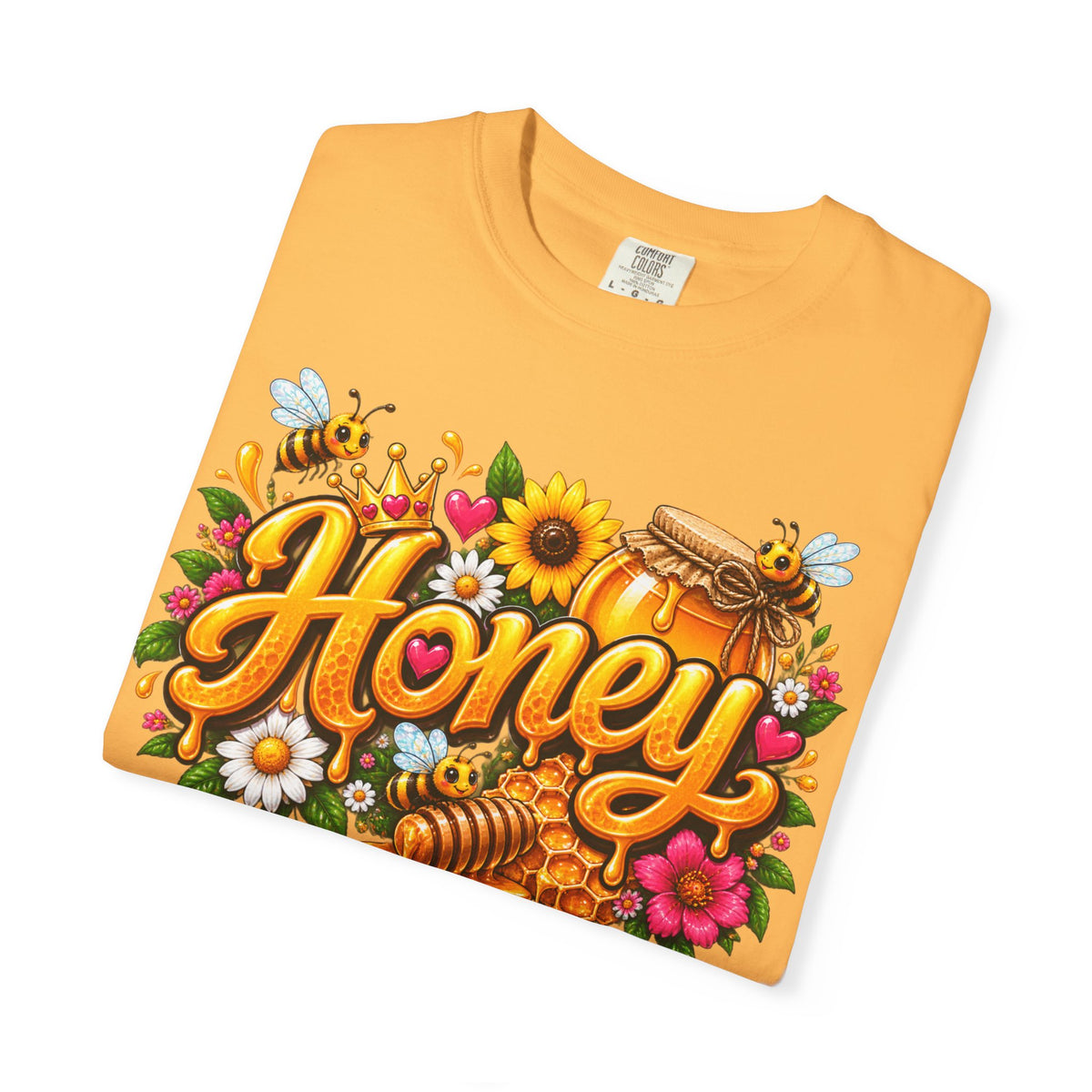 Honey Graphic T-Shirt — “Honey Never Spoils” Vintage Floral Bee Tee