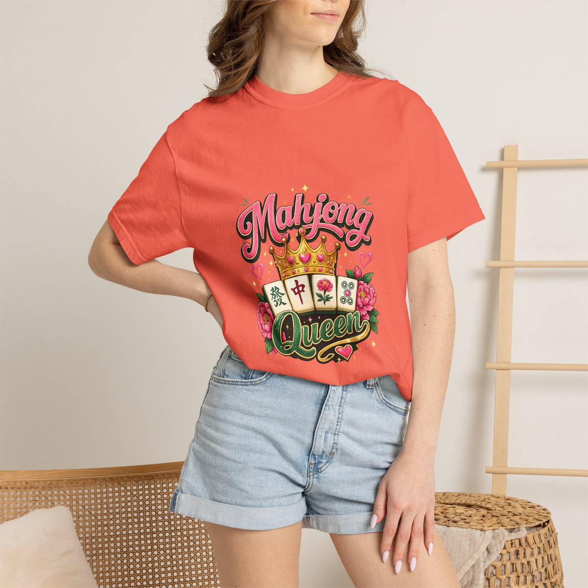 Mahjong Queen T-shirt | Mahjong Tiles Floral Design