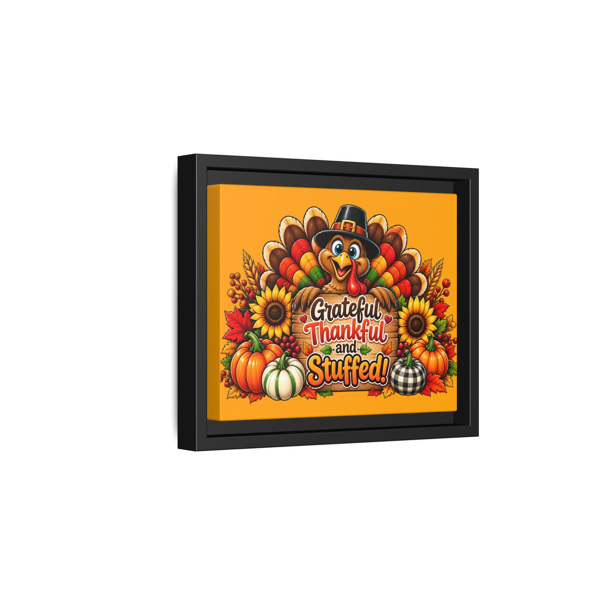 Thankful & Stuffed Turkey Matte Canvas Wall Art