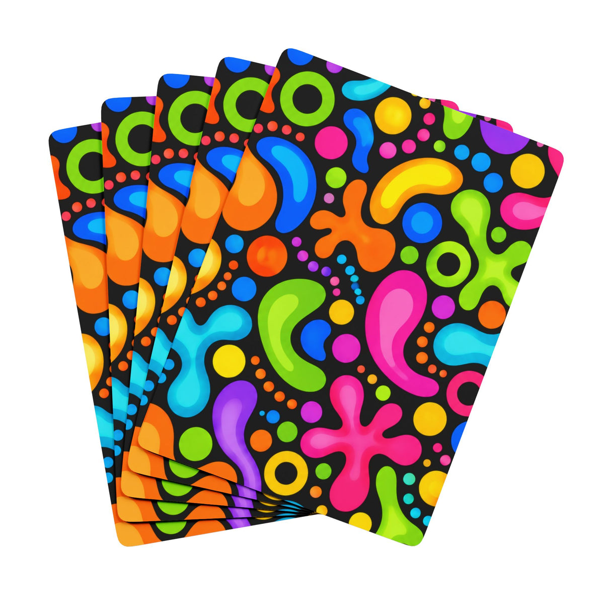 Psychedelic Splash Poker Playing Cards — Bright Neon Back Design