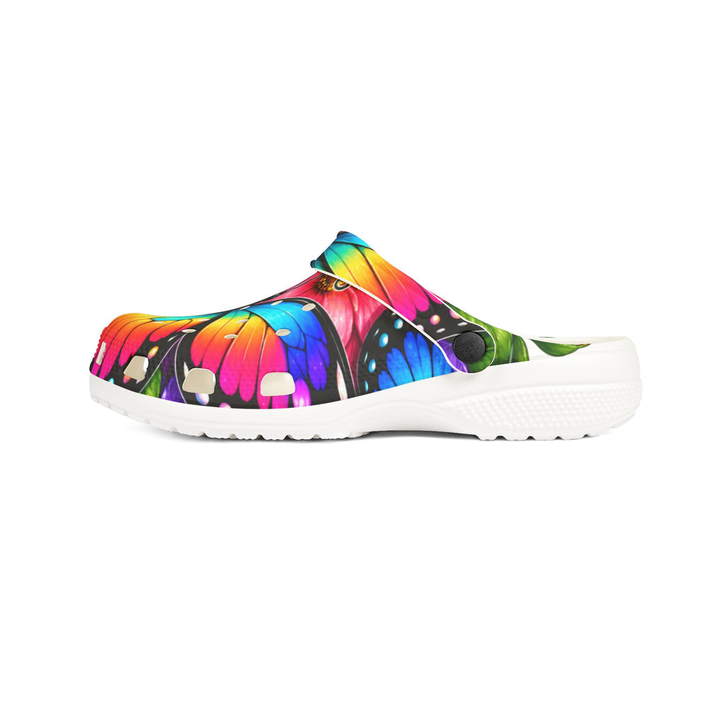 Butterfly Splash EVA Clogs — Colorful Butterfly Print Foam Shoes