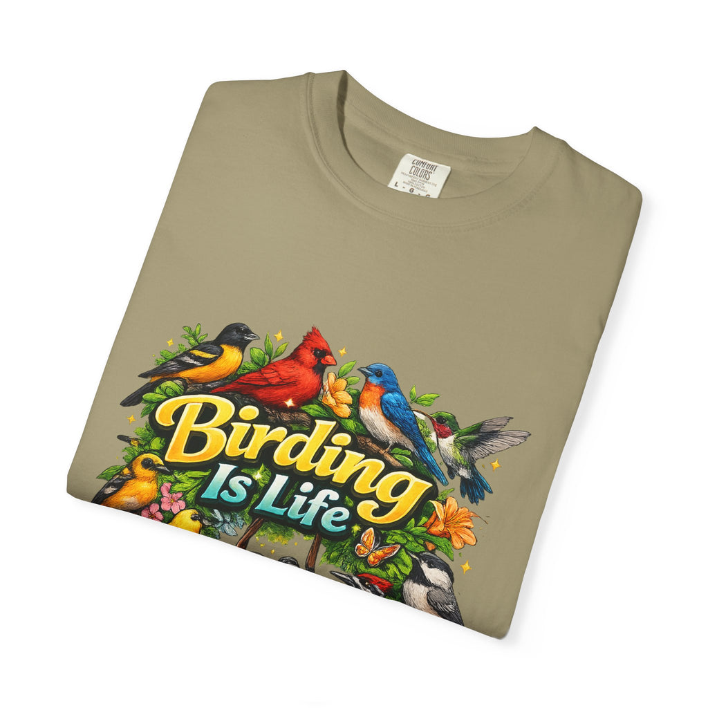 Birding Is Life T-shirt | Colorful Songbirds, Binoculars, Floral Design