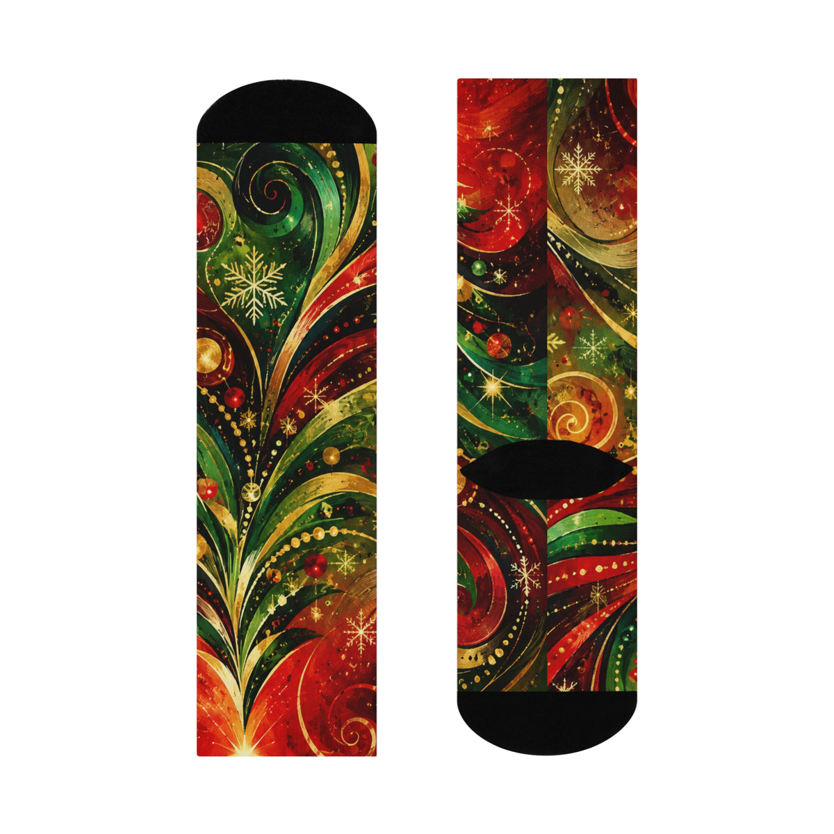 Christmas Tree Crew Socks — Festive Red & Green Holiday Cushion Crew