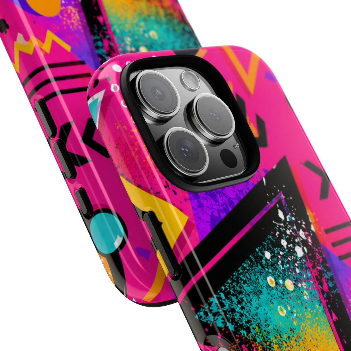 Retro 80s Geometric Phone Case — Neon Triangle Tough Case