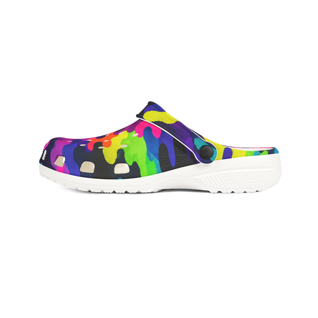 Color Splash EVA Foam Clogs — Bright Tie-Dye Garden Shoes