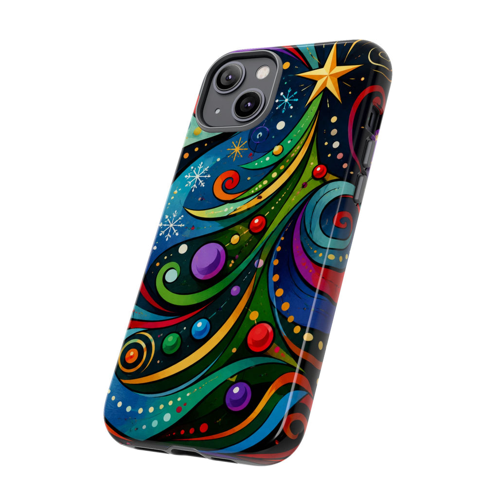 Colorful Swirl Christmas Tree Tough Phone Case