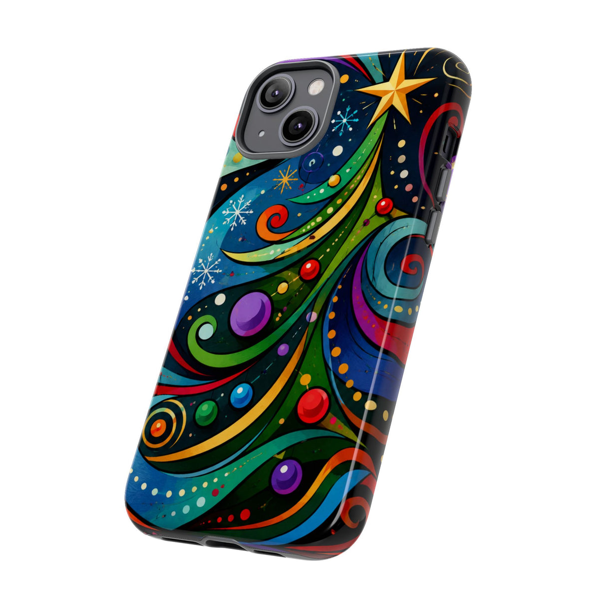 Colorful Swirl Christmas Tree Tough Phone Case