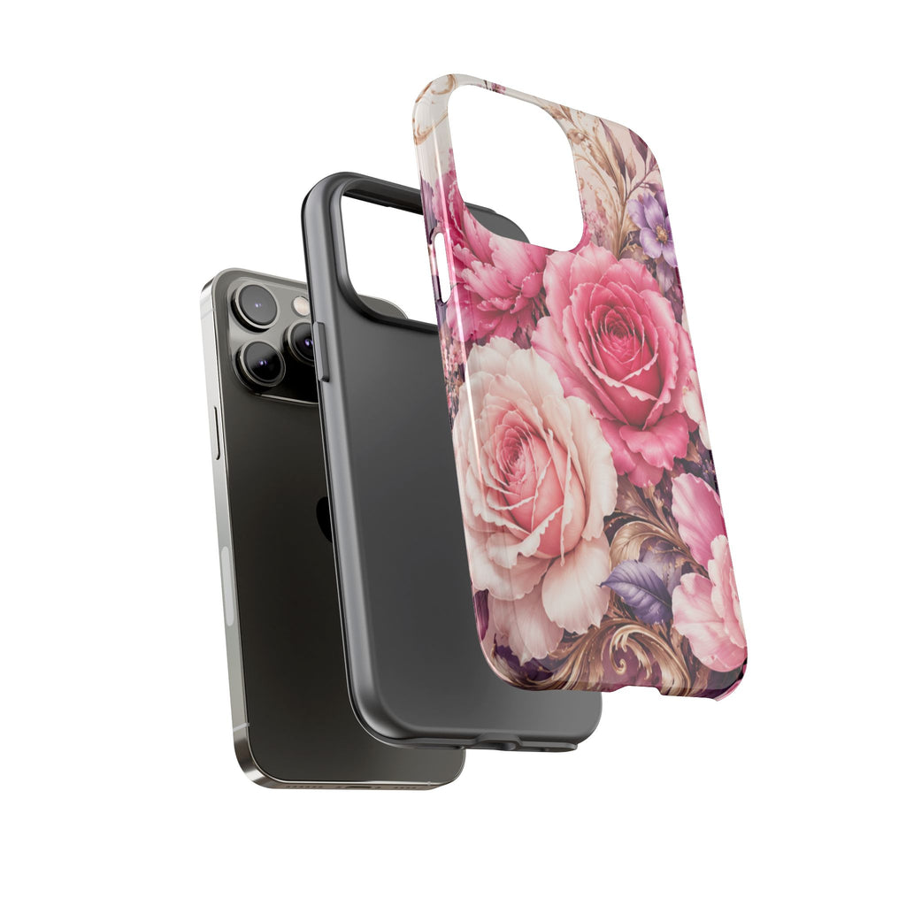 Pink Vintage Roses phone case | floral iPhone cover