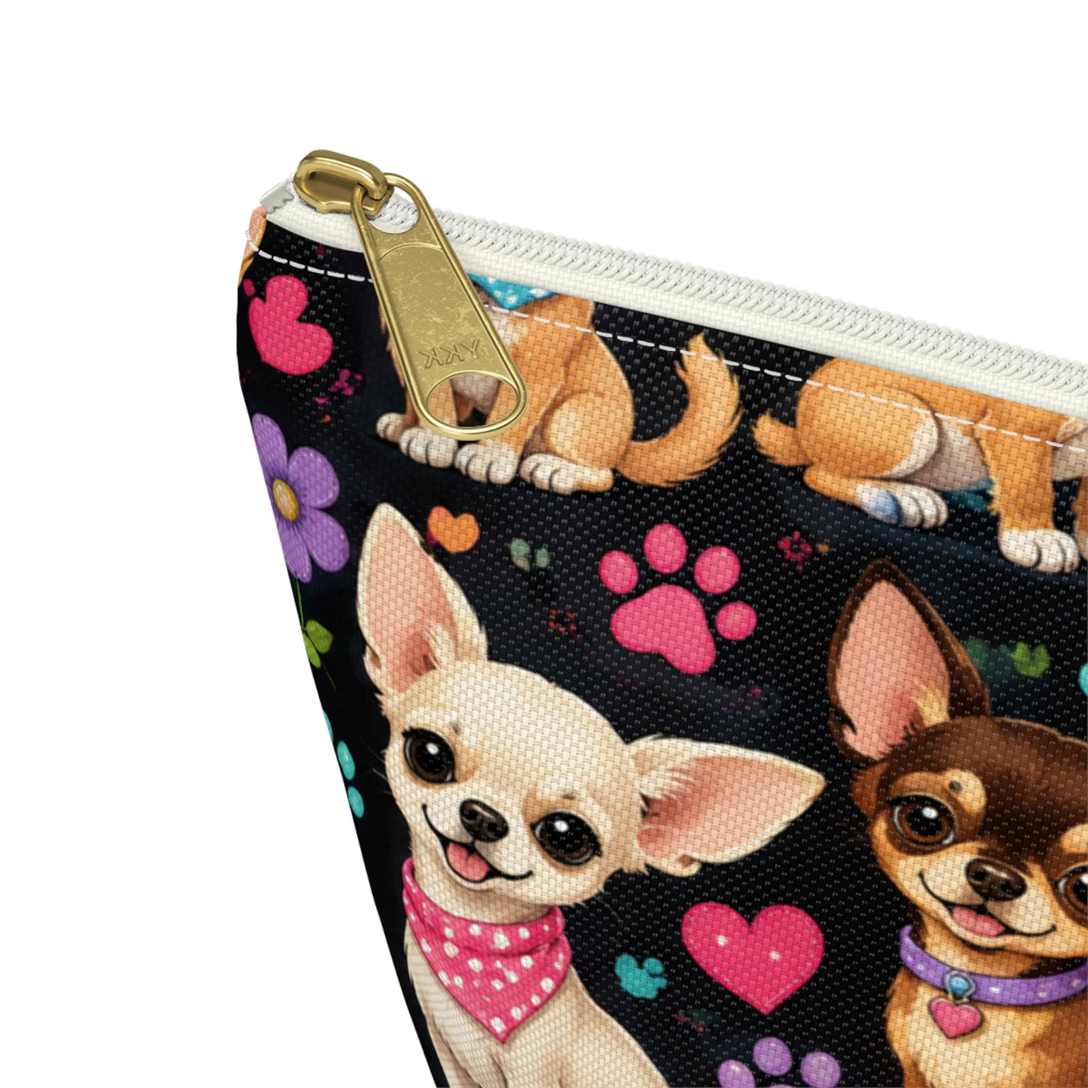 Chihuahua Pattern Accessory Pouch | T-Bottom Cosmetic Bag
