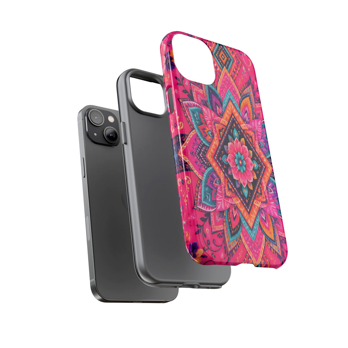 Floral Mandala Tough Phone Case — Pink Boho Protective Cover