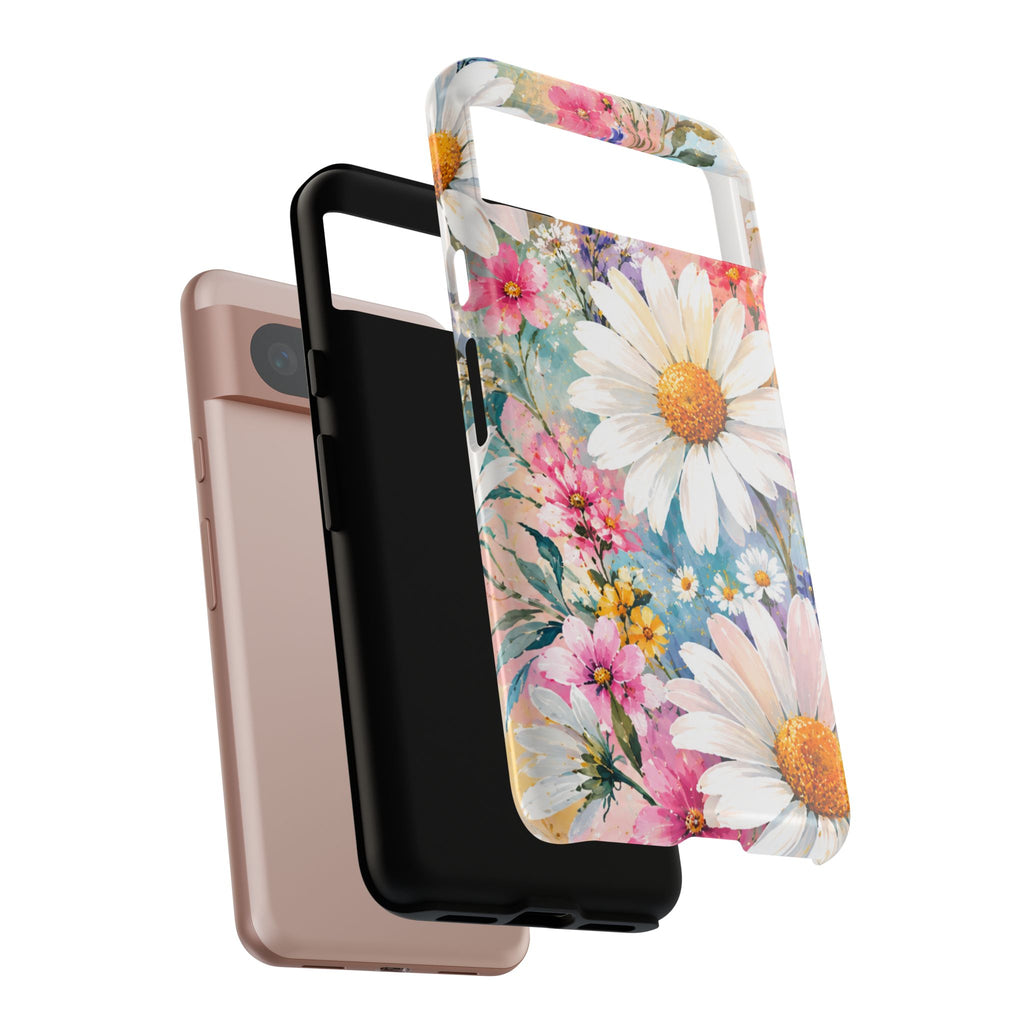 Floral Daisy Phone Case — Watercolor Daisies Protective Tough Case